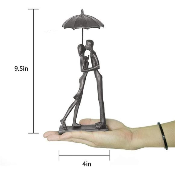 Affectionate Couple Art Iron Sculpture, Passionate Love Statue Romantic Metal - Picture 4 of 6